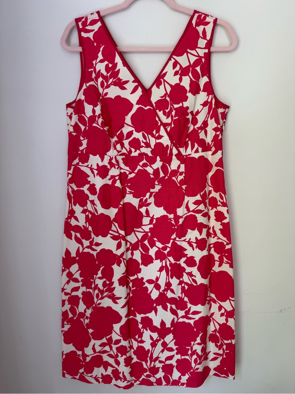 Boden 100% Cotton Floral Sleeveless Dress Size 10R Pink White Lined